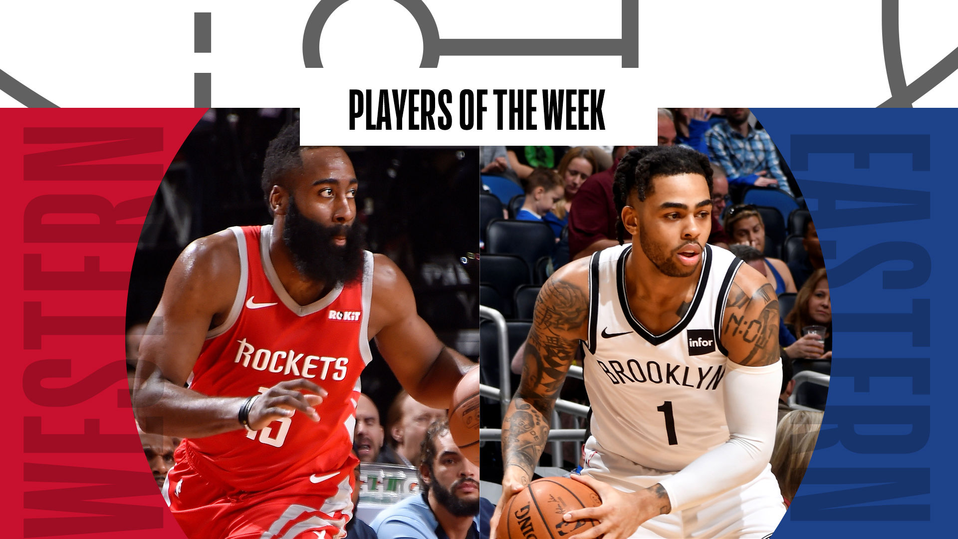 NBA Players of the Week: James Harden of the Houston Rockets and D'Angelo Russell of ...